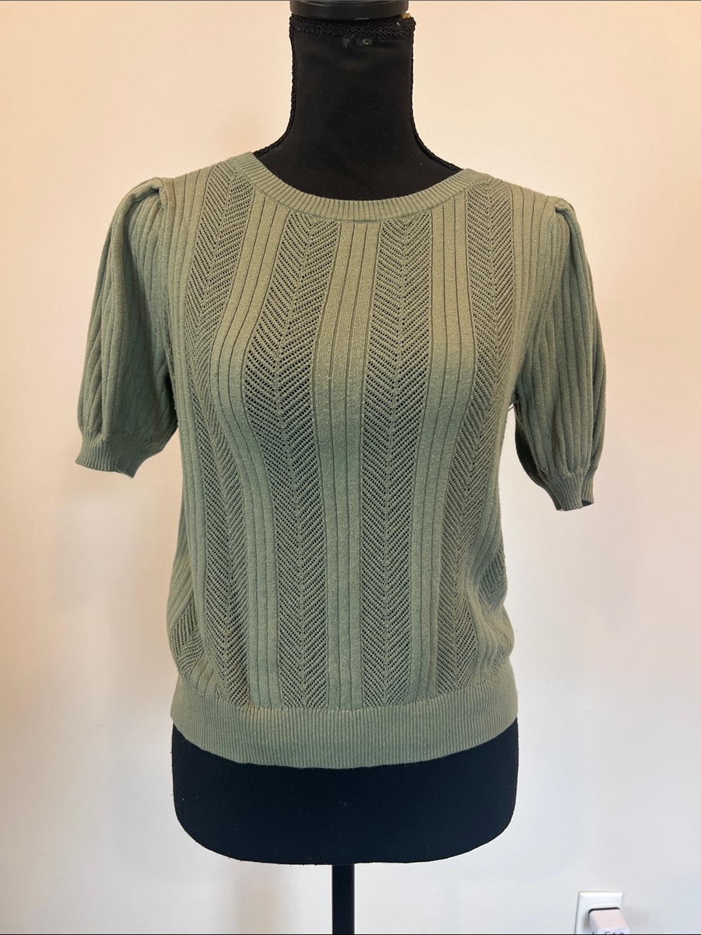 PAIGE Sage Green Short Sleeve Knit Top